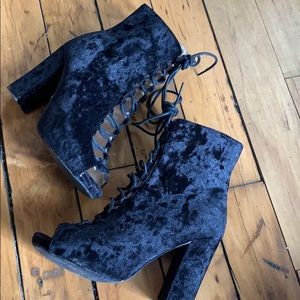 SOLD Chase+Chloe Velvet Lace Up Booties